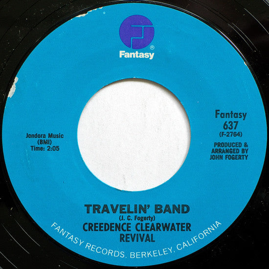Creedence Clearwater Revival : Travelin' Band / Who'll Stop The Rain (7", Single, RE)