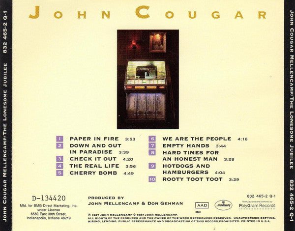 John Cougar Mellencamp : The Lonesome Jubilee (CD, Album, Club)