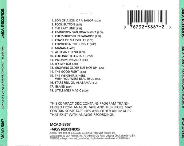 Jimmy Buffett : Son Of A Son Of A Sailor/Coconut Telegraph (CD, Comp)