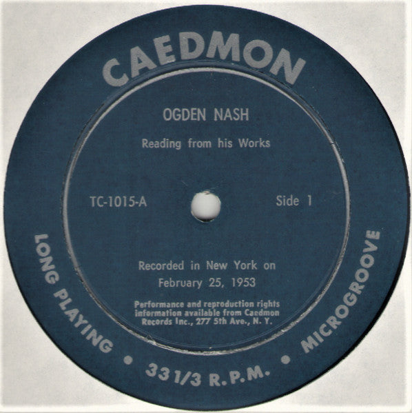 Ogden Nash : Ogden Nash Reads Ogden Nash (LP)