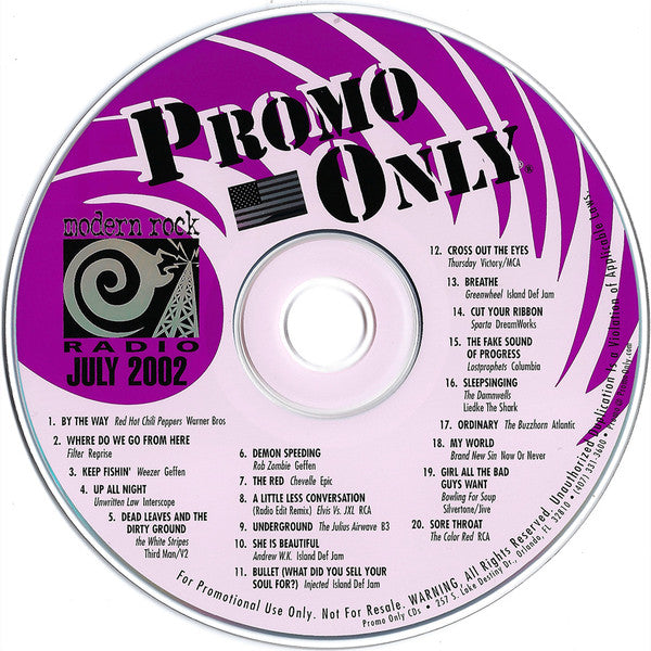 Various : Promo Only Modern Rock Radio: July 2002 (CD, Comp, Promo)