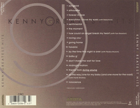 Kenny G (2) : Greatest Hits (CD, Comp, Club)