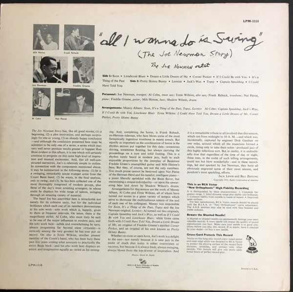 Joe Newman Octet : All I Wanna Do Is Swing (LP, Album, Mono, Ind)