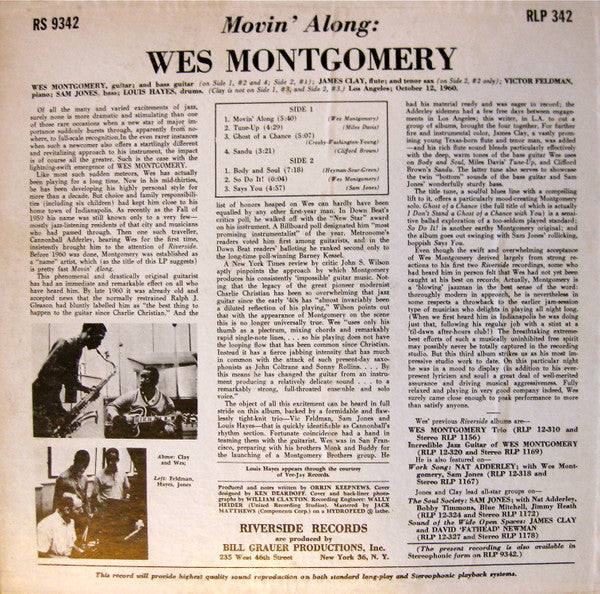Wes Montgomery : Movin' Along (LP, Album, Mono, RE)