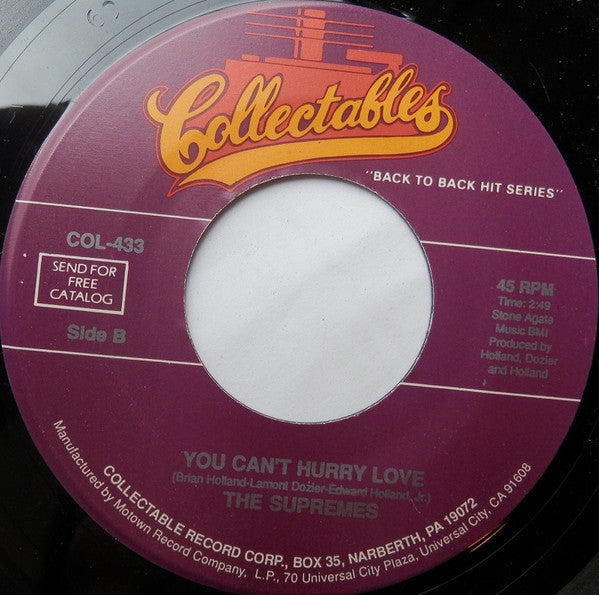 The Supremes : My World Is Empty Without You / You Can't Hurry Love (7", RE)