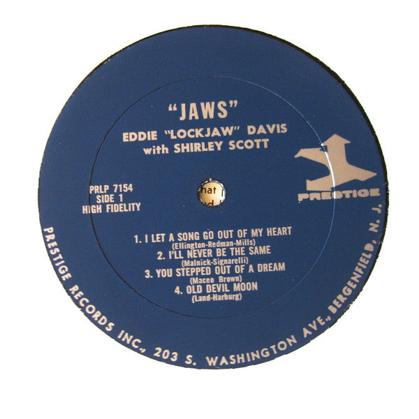 Eddie "Lockjaw" Davis With Shirley Scott : Jaws (LP, Album, Mono, RE)