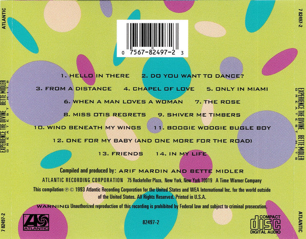 Bette Midler : Experience The Divine (Greatest Hits) (CD, Comp, RE, RM)