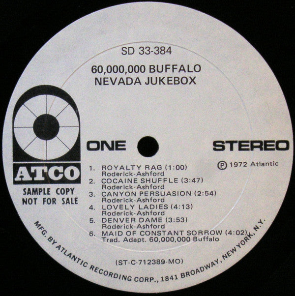60,000,000 Buffalo : Nevada Jukebox (LP, Album, Promo, MO )