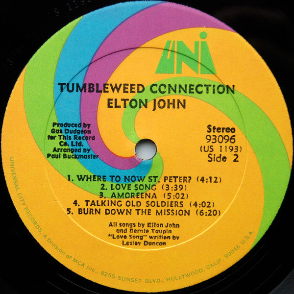 Elton John : Tumbleweed Connection (LP, Album, RE, All)