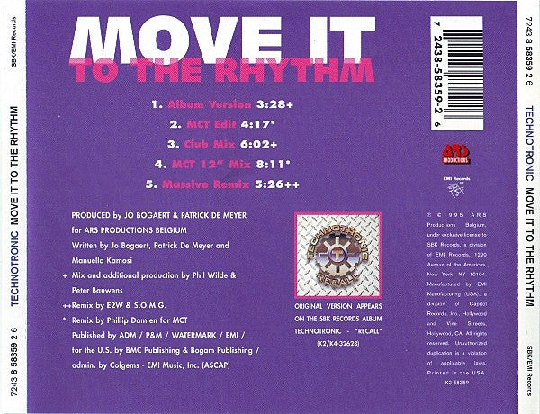 Technotronic Featuring Ya Kid K : Move It To The Rhythm (CD, Maxi)