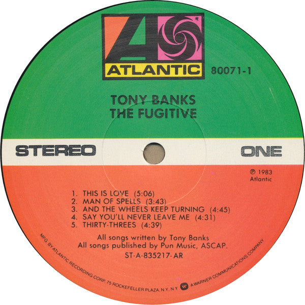 Tony Banks : The Fugitive (LP, Album, AR )