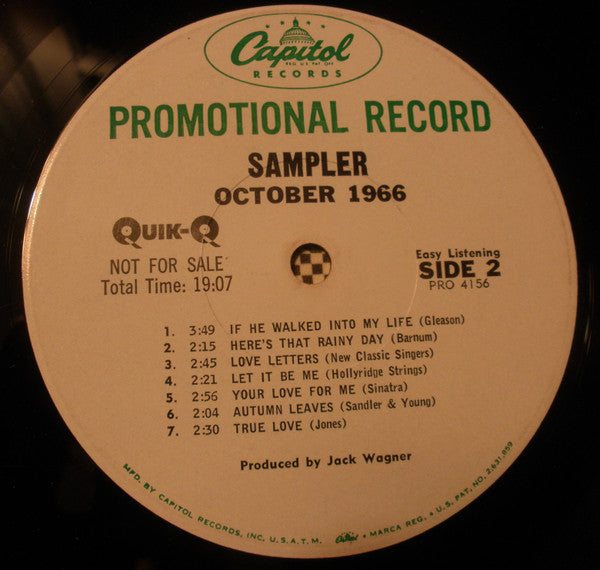 Various : Capitol Pops For October '66 (LP, Promo)