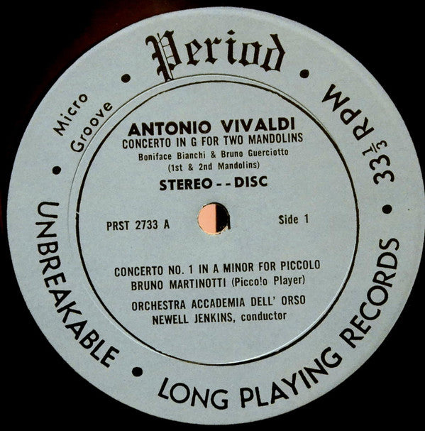 Antonio Vivaldi, Newell Jenkins, Orchestre Accademia Dell'Orso : Concerto For Two Mandolins / Concertos For Piccolo And Strings (LP)