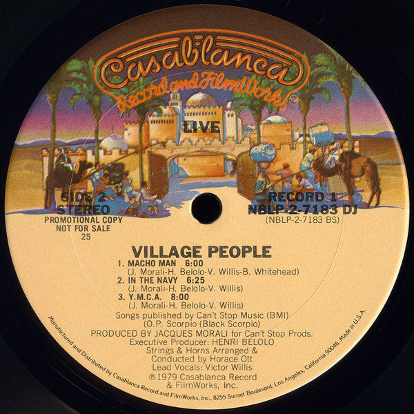 Village People : Live And Sleazy (2xLP, Album, Promo, 25,)