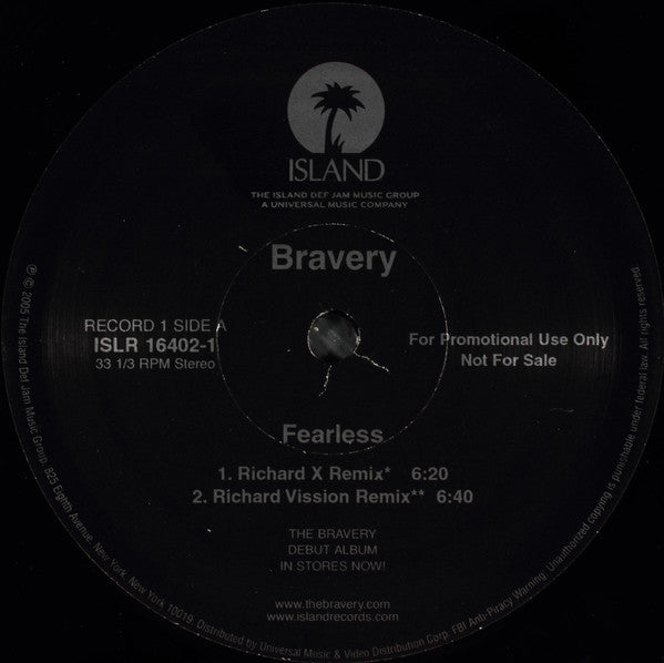 The Bravery : Fearless (Remixes) (2x12", Promo)