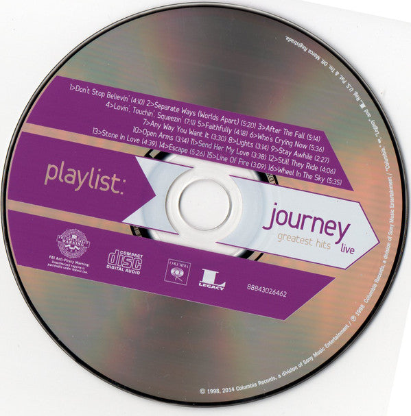 Journey : Greatest Hits Live (CD, Album, RE)
