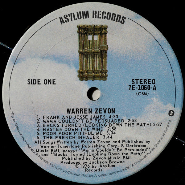 Warren Zevon : Warren Zevon (LP, Album, CSM)