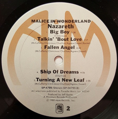 Nazareth (2) : Malice In Wonderland (LP, Album, San)