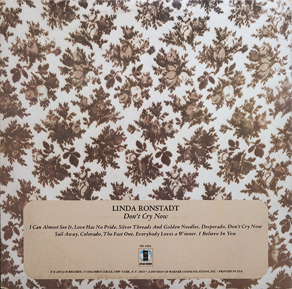Linda Ronstadt : Don't Cry Now (LP, Album, RE, SP )