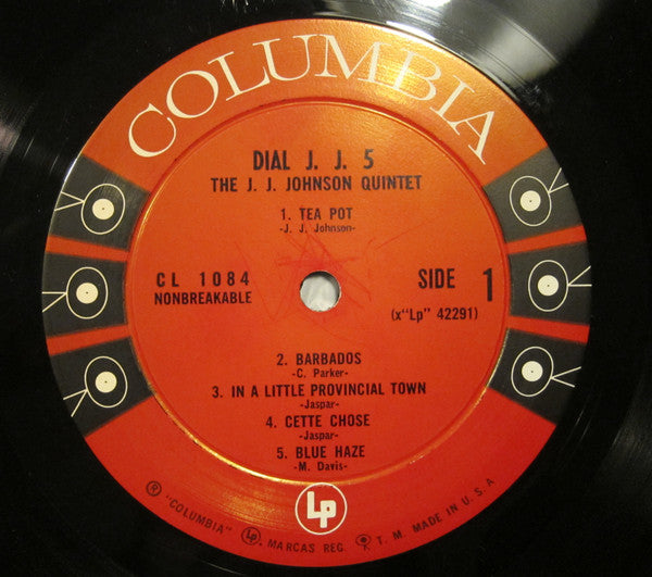 The J. J. Johnson Quintet* : Dial J. J. 5 (LP, Album, Mono)