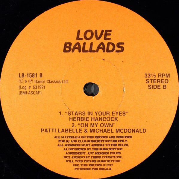 Various : Love Ballads (12", Comp, Promo, Unofficial)