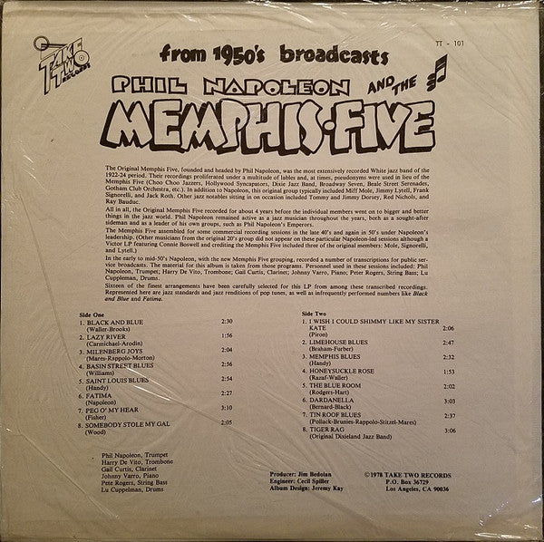 Phil Napoleon And His Memphis Five : Phil Napoleon And His Memphis Five From 50's Broadcasts (LP)