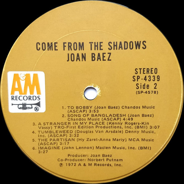 Joan Baez : Come From The Shadows (LP, Album, Ter)