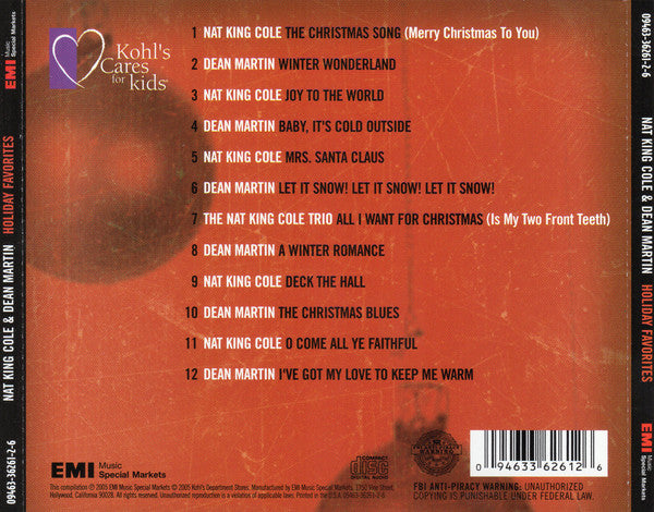 Nat King Cole & Dean Martin : Holiday Favorites (CD, Comp)