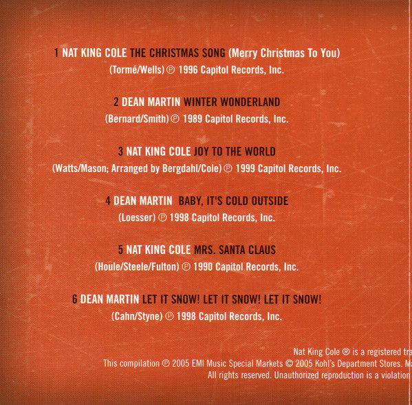 Nat King Cole & Dean Martin : Holiday Favorites (CD, Comp)