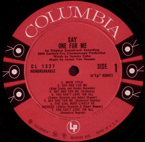 Bing Crosby, Debbie Reynolds, Robert Wagner (3), Lionel Newman And His Orchestra : Say One For Me (An Original Sound Track Recording) (LP, Album)