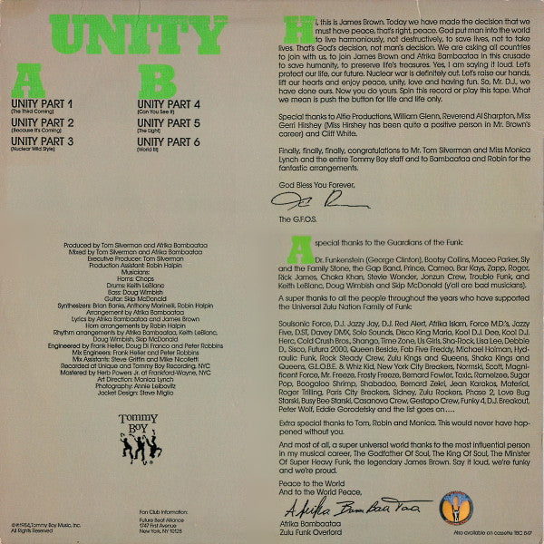 Afrika Bambaataa & James Brown : Unity (12", Single)
