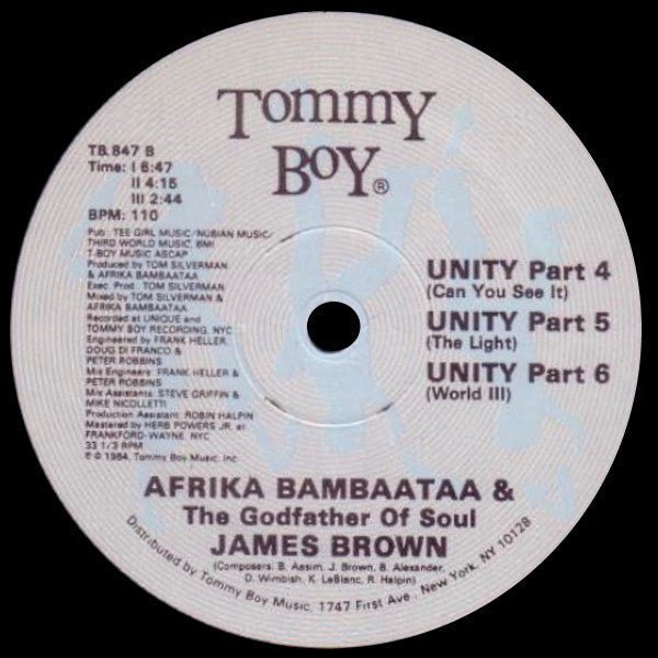 Afrika Bambaataa & James Brown : Unity (12", Single)
