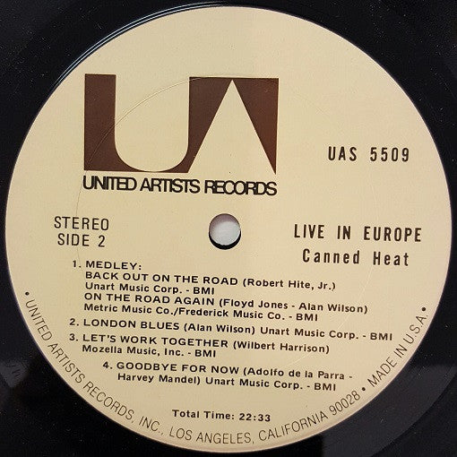 Canned Heat : Concert (Recorded Live In Europe) (LP, Album, Gat)
