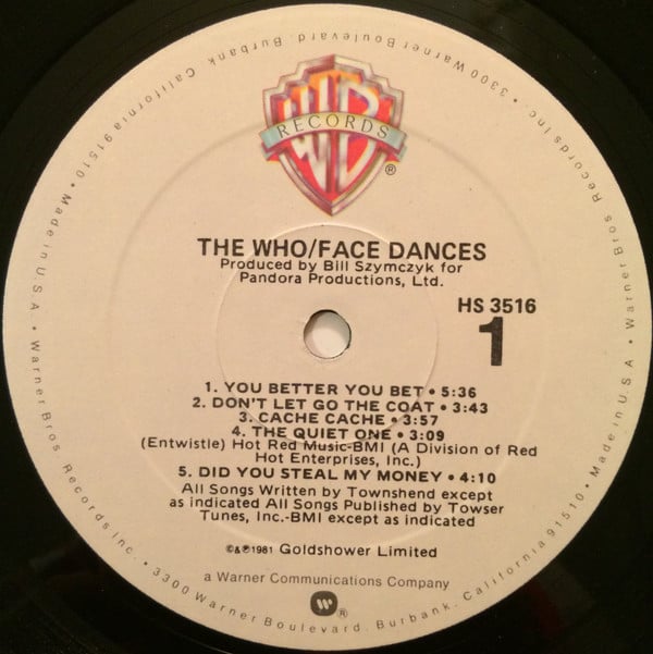 The Who : Face Dances (LP, Album, Spe)