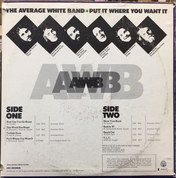 Average White Band : Put It Where You Want It (LP, Album, RE, Ter)