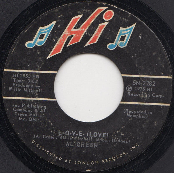 Al Green : L-O-V-E- (Love) / Wish You Were Here (7", Styrene, Ric)