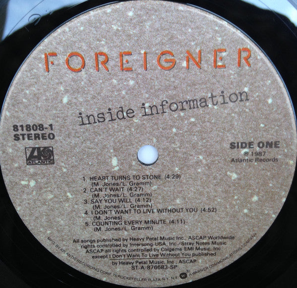 Foreigner : Inside Information (LP, Album, Club, Col)
