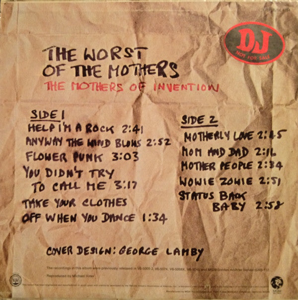 The Mothers : The Worst Of The Mothers (LP, Comp, Promo, Yel)