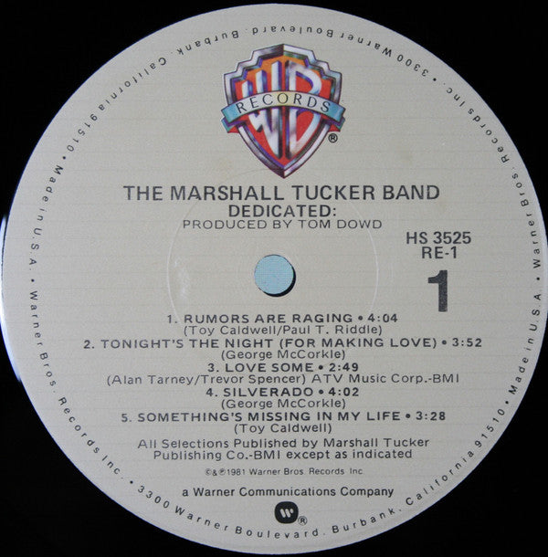 The Marshall Tucker Band : Dedicated (LP, Album, Jac)