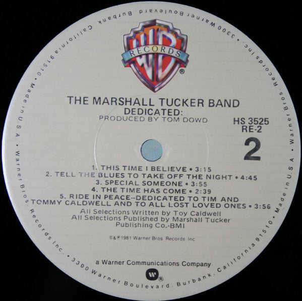 The Marshall Tucker Band : Dedicated (LP, Album, Jac)