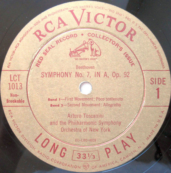 Beethoven*, Arturo Toscanini, Philharmonic Symphony Orchestra Of New York* : Symphony No. 7 In A, Op. 92 (LP, Album, Mono, RE)