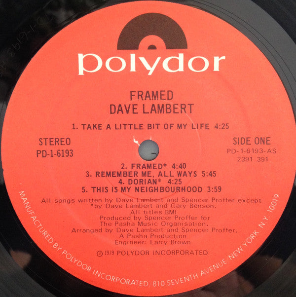Dave Lambert (4) : Framed (LP, Album)