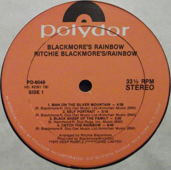 Rainbow : Ritchie Blackmore's Rainbow (LP, Album, 53-)