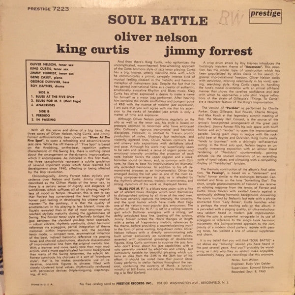 Oliver Nelson, King Curtis, Jimmy Forrest : Soul Battle (LP, Album)