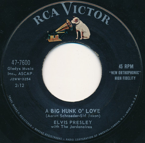 Elvis Presley : A Big Hunk O' Love (7", Single, Roc)