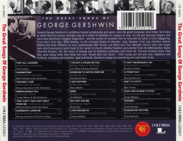 Various : The Great Songs Of George Gershwin (CD, Comp, RM)