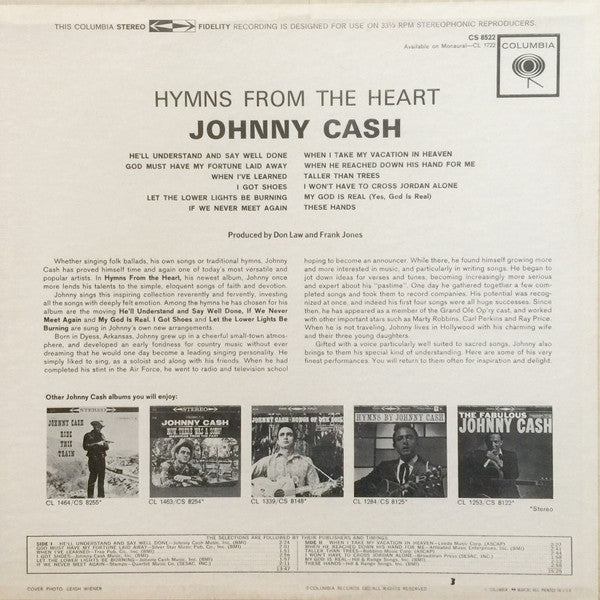 Johnny Cash : Hymns From The Heart (LP, Album)