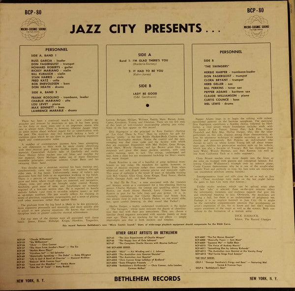 Various : Jazz City Presents... (LP, Album, Mono)