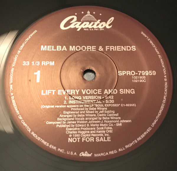 Melba Moore : Lift Every Voice And Sing (12", Promo)