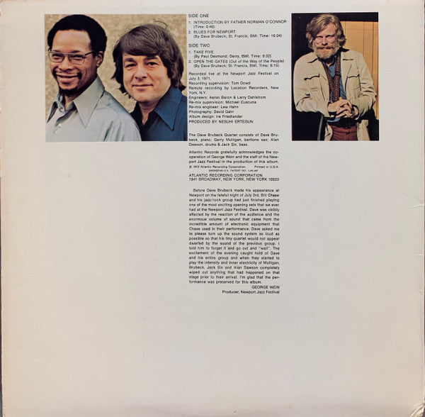 The Dave Brubeck Quartet Featuring Gerry Mulligan, Alan Dawson, Jack Six : The Last Set At Newport (LP, Album)